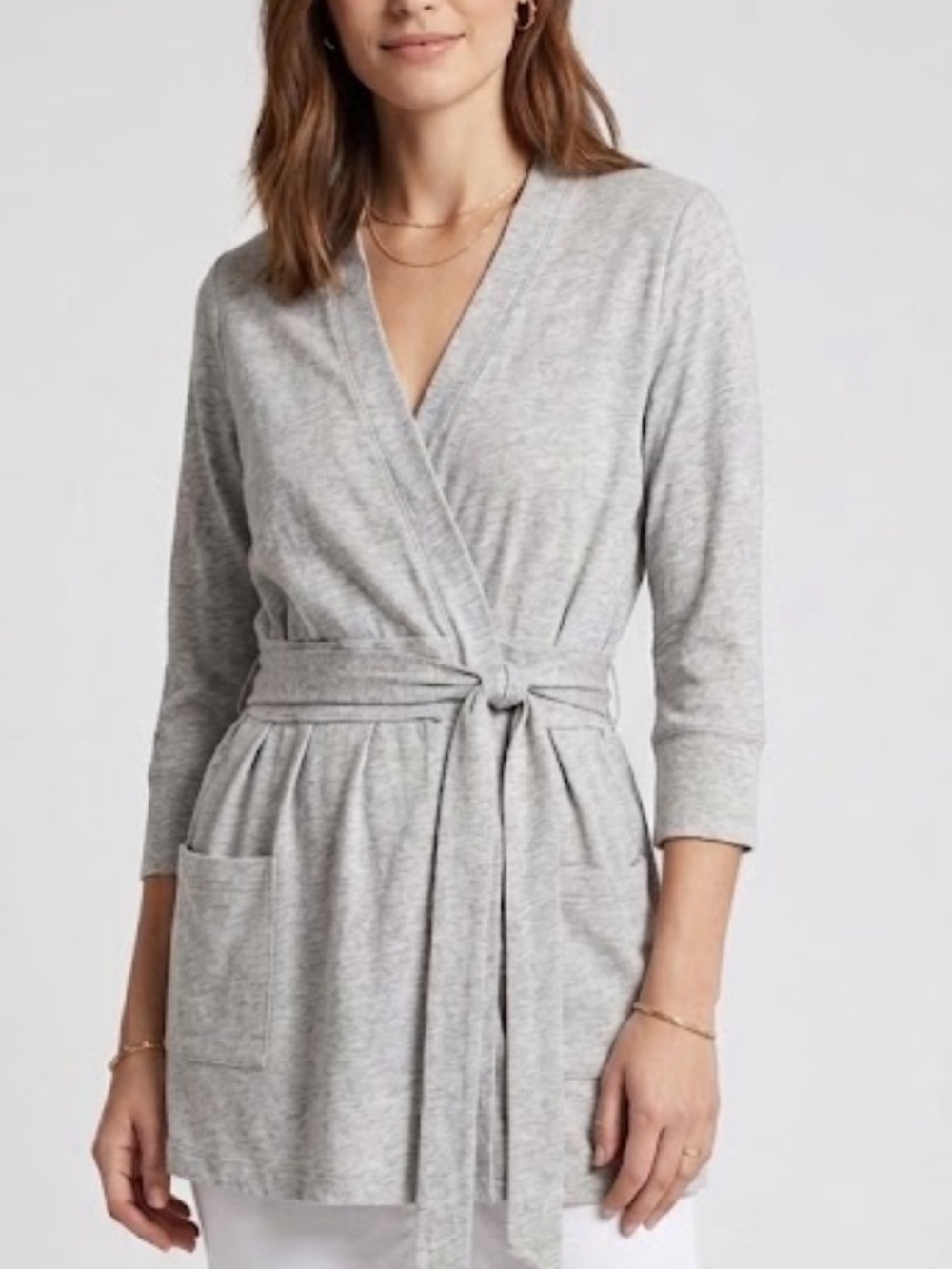 🐠Theory wrap front cardigan sweater lightweight gray medium 100% cotton